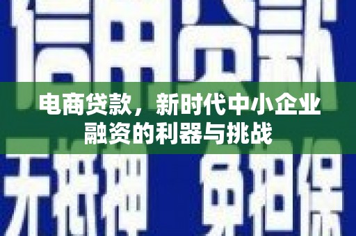 南丰电商贷款，新时代中小企业融资的利器与挑战