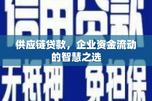 南丰供应链贷款，企业资金流动的智慧之选
