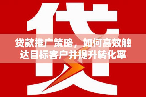 南丰贷款推广策略，如何高效触达目标客户并提升转化率