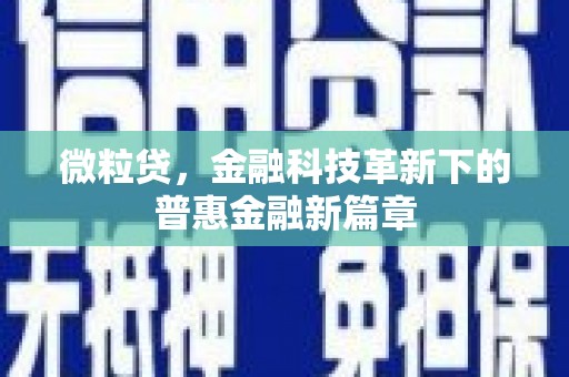南丰微粒贷，金融科技革新下的普惠金融新篇章