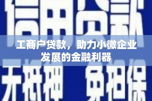 南丰工商户贷款，助力小微企业发展的金融利器