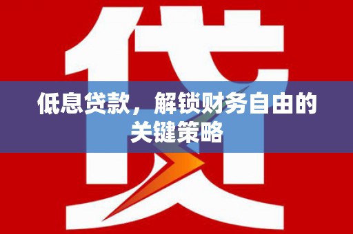 南丰低息贷款，解锁财务自由的关键策略