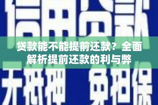 南丰贷款能不能提前还款？全面解析提前还款的利与弊