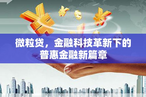 南丰微粒贷，金融科技革新下的普惠金融新篇章